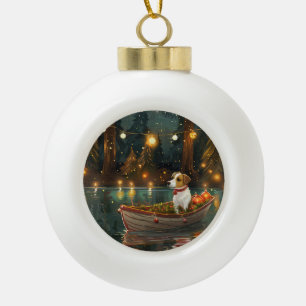 Jack Russell Christmas Festive Voyage Ceramic Ball Christmas Ornament