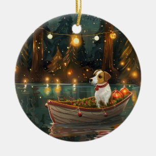 Jack Russell Christmas Festive Voyage Ceramic Ornament
