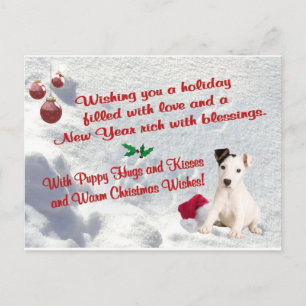 Jack Russell Christmas Hugs and Kisses Postcard