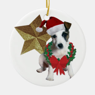 Jack Russell christmas  star Ceramic Ornament