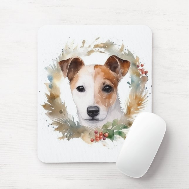 Jack Russell Christmas Wreath Festive Pup  Mouse Pad (With Mouse)