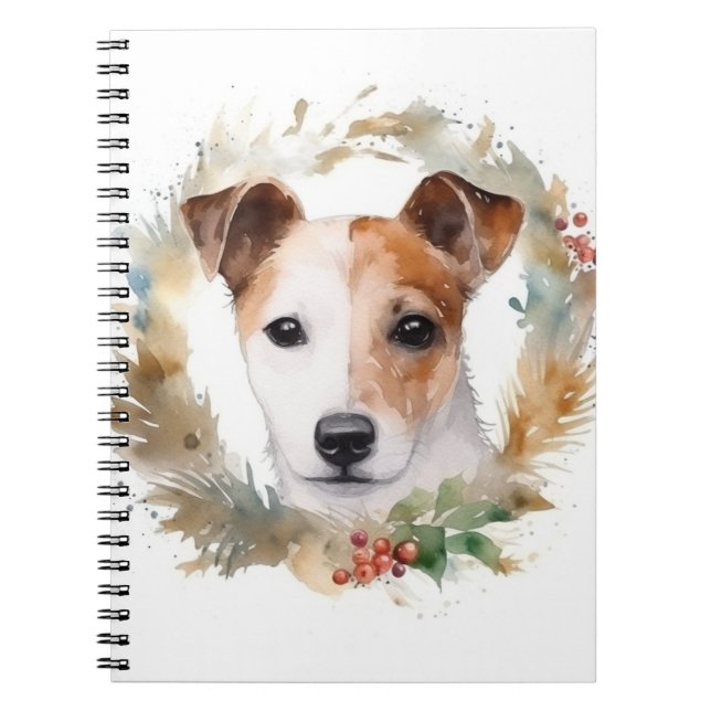 Jack Russell Christmas Wreath Festive Pup  Notebook (Front)