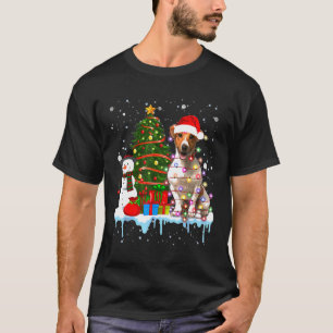 Jack Russell Costume Santa Lights Hat In Snow Xmas T-Shirt