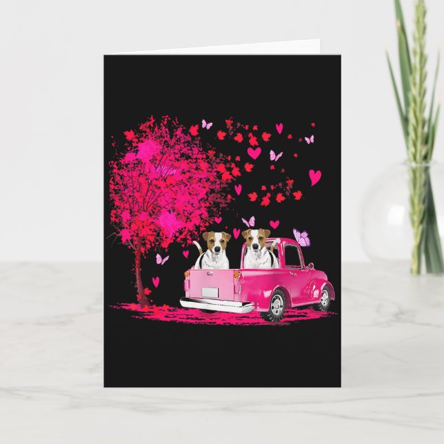 Jack Russell Couple Truck Happy Valentines Day Gif Card (Front)