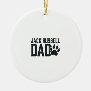 Jack Russell Dad Vintage Paw Print Shirt Design_1 Ceramic Ornament