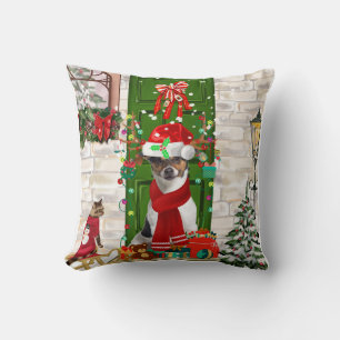 Jack Russell Dog Christmas Cushion