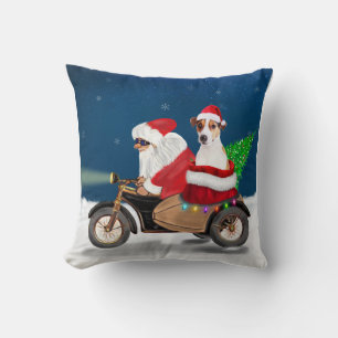 Jack Russell Dog Christmas Santa Claus Cushion