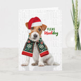 Jack Russell Dog Funny Fleas Navidog Christmas Holiday Card