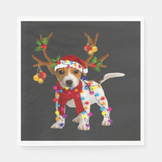 Jack russell Dog Gorgeous Reindeer Christmas Light Napkin