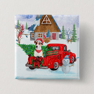 Jack Russell Dog In Christmas Delivery Truck Snow 15 Cm Square Badge
