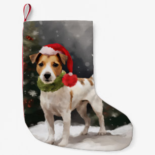 Jack Russell Dog in Snow Christmas Small Christmas Stocking