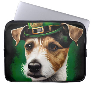 Jack Russell Dog in St. Patrick's Day Dress Laptop Sleeve