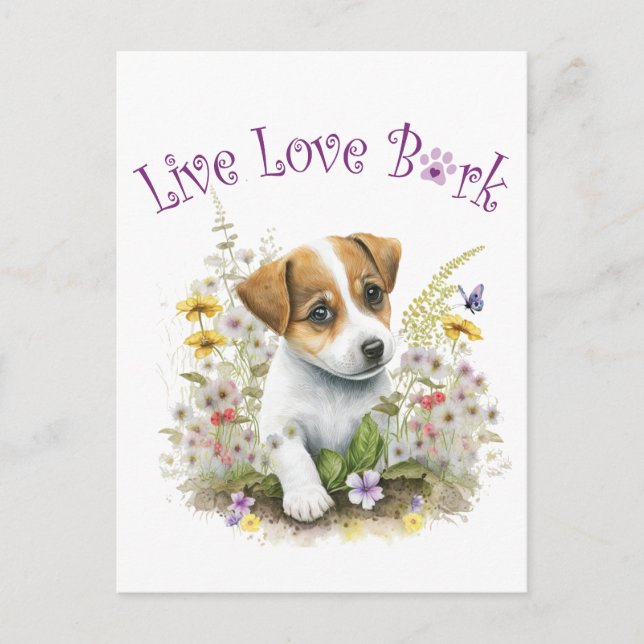 Jack Russell Dog Mum Floral Postcard (Front)