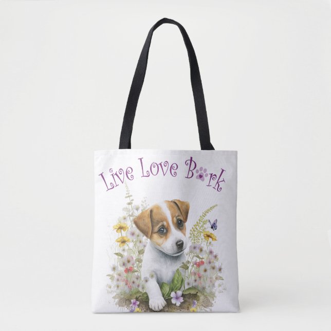 Jack Russell Dog Mum Floral Tote Bag (Front)