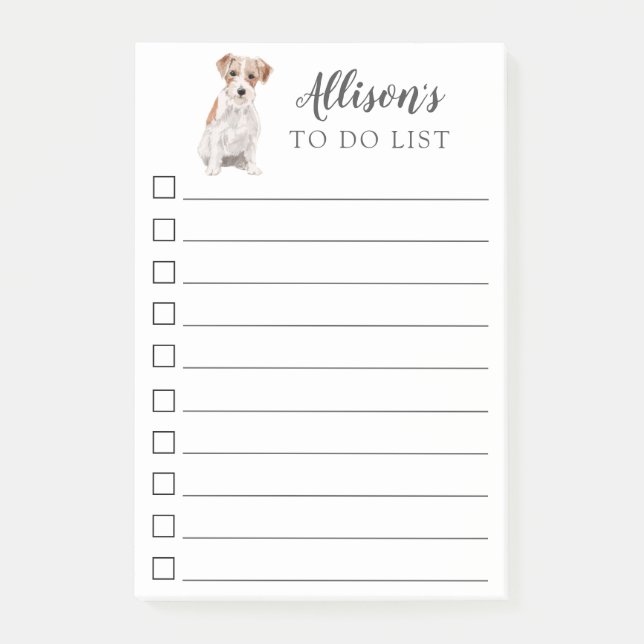 Jack Russell Dog Personalised To Do List Post-it Notes (Front)