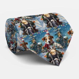 Jack Russell Dog Riding Motorcycle Christmas Tie
