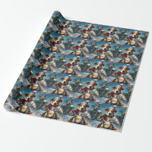 Jack Russell Dog Riding Motorcycle Christmas  Wrapping Paper