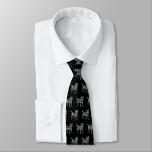 Jack Russell Dog Silhouette Yellow & Blue Black Tie