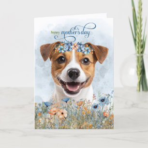 Jack Russell Dog Wildflowers Mother's Day Holiday Card