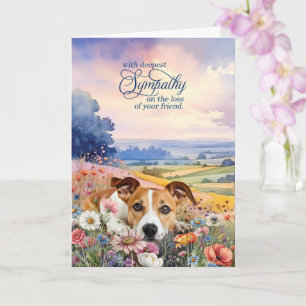 Jack Russell Dog with Wildflowers Pet Sympathy Card