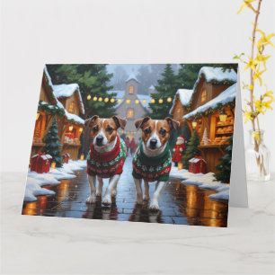 Jack Russell Dogs Christmas Snow Holiday Card