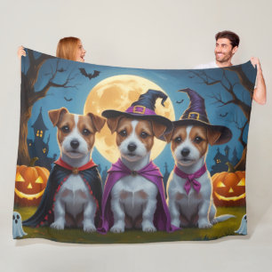 Jack Russell Dogs Pumpkin Halloween Funny Fleece Blanket