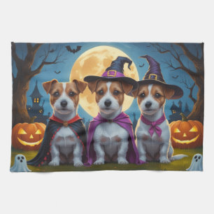 Jack Russell Dogs Pumpkin Halloween Funny Tea Towel