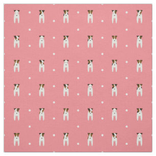 Jack Russell dogs tiny terriers dots pattern pink Fabric