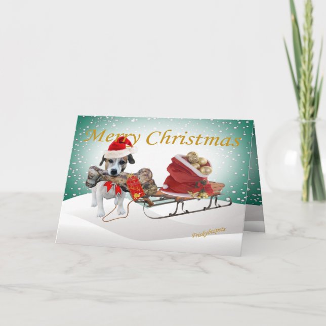Jack Russell Gift for Santa Greeting Cards (Front)