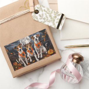 Jack Russell Halloween Spooky Rectangular Sticker