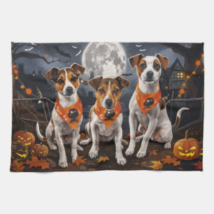 Jack Russell Halloween Spooky Tea Towel