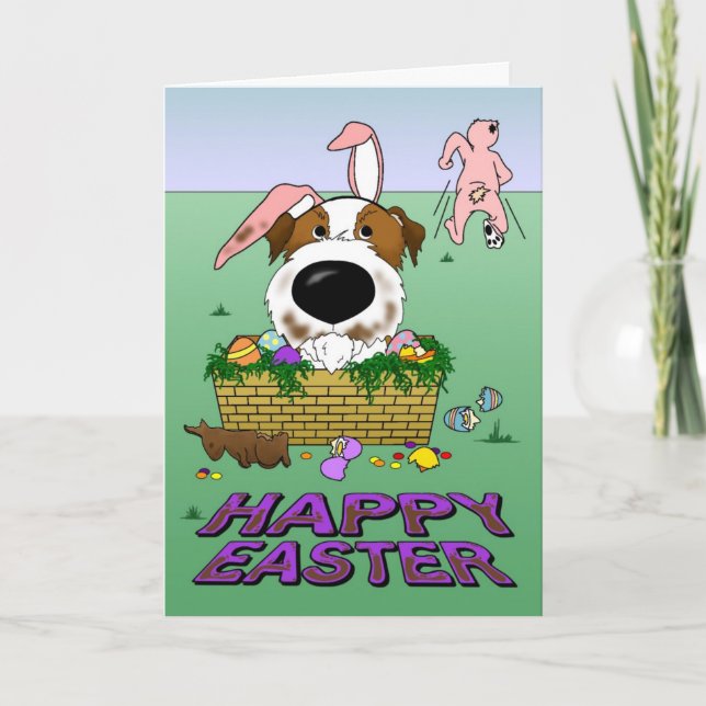 Jack Russell Happy Easter Card (Front)