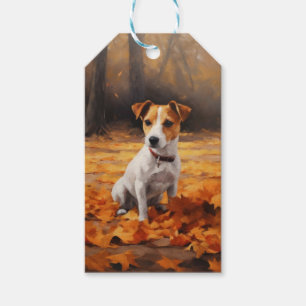 Jack Russell in Autumn Leaves Fall Inspire Gift Tags