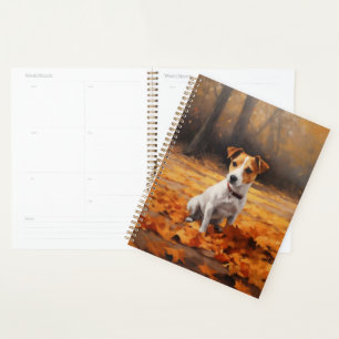 Jack Russell in Autumn Leaves Fall Inspire Planner