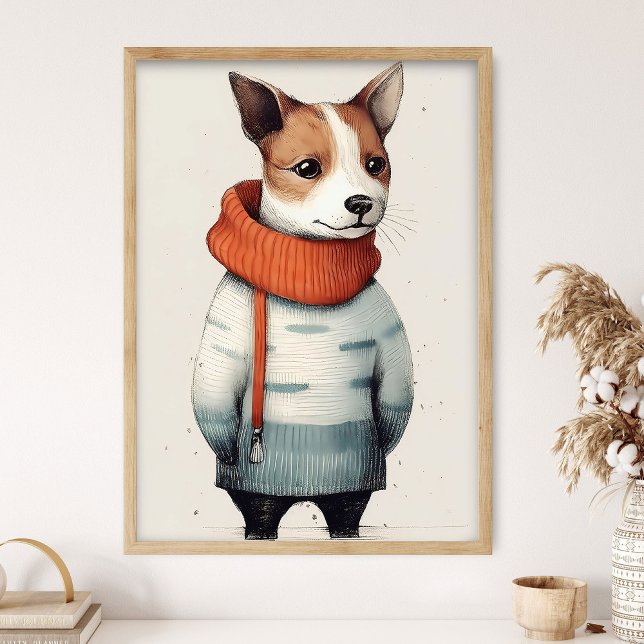 Jack Russell in Sweater Print, Funny Dog Decor (Creator Uploaded)