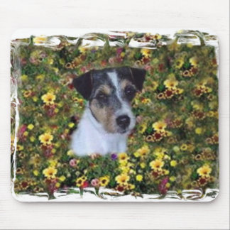 JACK RUSSELL IN THE FLOWERS MOUSE PAD