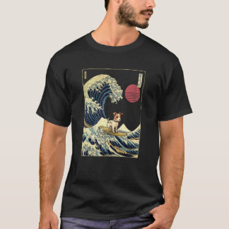 Jack Russell Japanese Kanagawa Wave Surf Dog T-Shirt