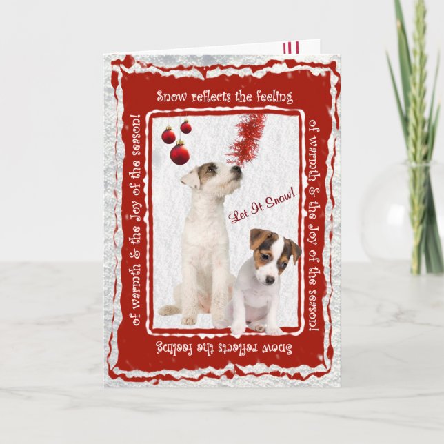 Jack Russell Let It Snow Greeting - Customisable Holiday Card (Front)