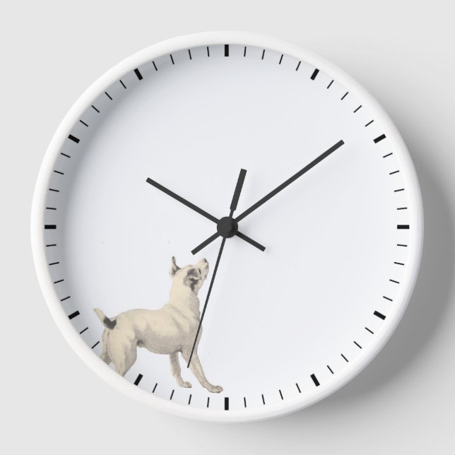Jack Russell Looking at Clock Hands Dog Clock (Front)