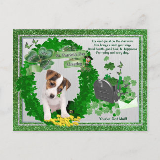 Jack Russell New Pup 1  St Patty’s You’ve Got Mail Postcard
