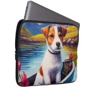 Jack Russell on a Paddle: A Scenic Adventure Laptop Sleeve