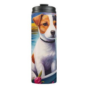 Jack Russell on a Paddle: A Scenic Adventure Thermal Tumbler