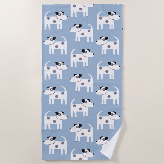 Jack Russell Parson Terrier Dog Pattern Beach Towel (Front)