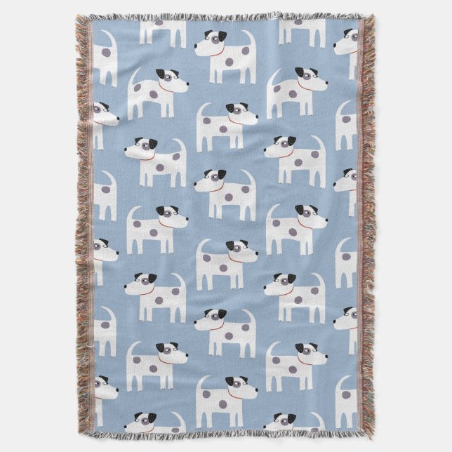 Jack Russell Parson Terrier Dog Pattern Throw Blanket (Front Vertical)