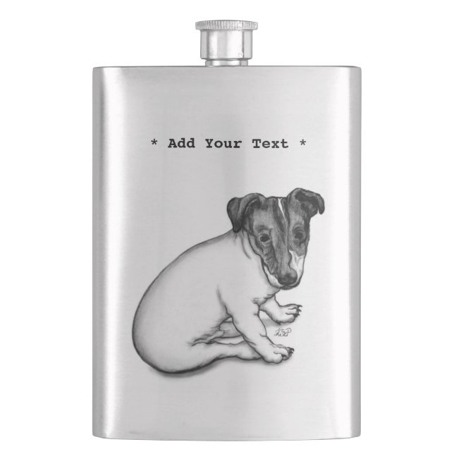 Jack Russell Puppy 10 weeks old Hip Flask (Front)
