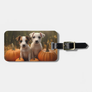Jack Russell Puppy Autumn Delight Pumpkin  Luggage Tag