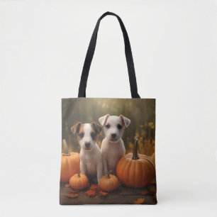 Jack Russell Puppy Autumn Delight Pumpkin  Tote Bag