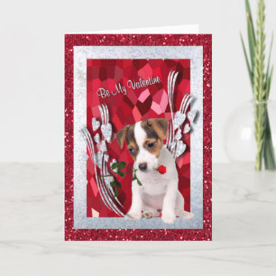 Jack Russell Puppy Be My Valentine Greeting Card