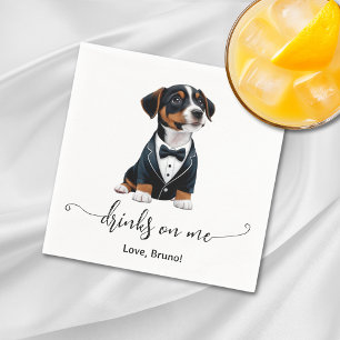 Jack Russell Puppy Drinks On Me Wedding Napkin