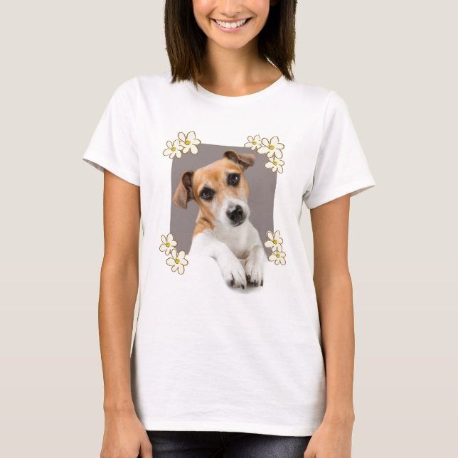 Jack Russell Puppy Floral Cute Adorable T-Shirt (Front)